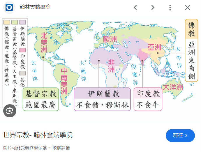 世界宗教分布圖